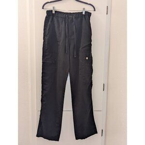 Figs  Scrub Pants Black Elastic Waist Pockets Size M